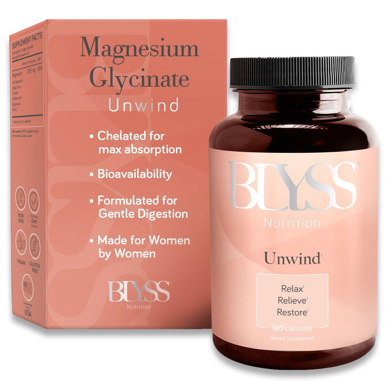 PMS, Headaches & Muscle Tension – Bioavailable Magnesium Glycinate 200mg - Supports Nerve Function, Relaxation & Sleep – 120 Capsules
